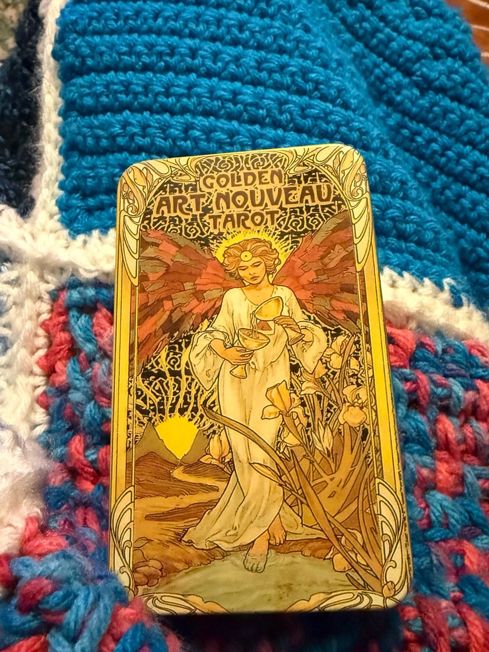 Art Nouveau Golden Tarot Deck & Tin - Yellow and Gold Decorative Print